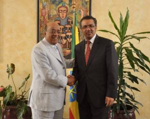 Mo Ibrahim with Ethiopian cadre Redors Adhanom
