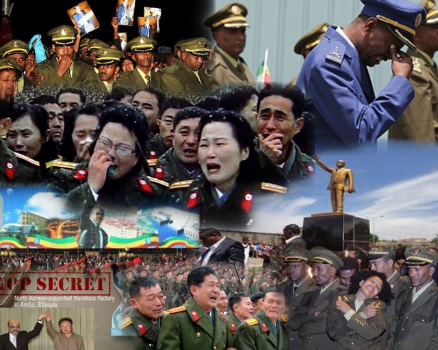 Ethiopian Soldiers Mourning Meles Collage